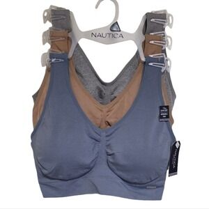 Nautica Sports Bras 3pk Comfort Active Athletic Lounge Bralettes Plus Size 2X